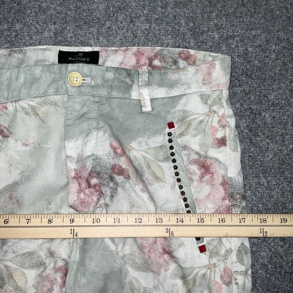 Mason's Forte Dei Marmi Pants Womens Size 32 Green Floral Cargo - Picture 7 of 12